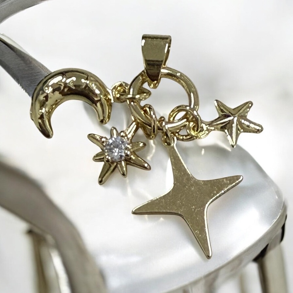 Set of 2 14k Gold Electroplated Charm Pendants